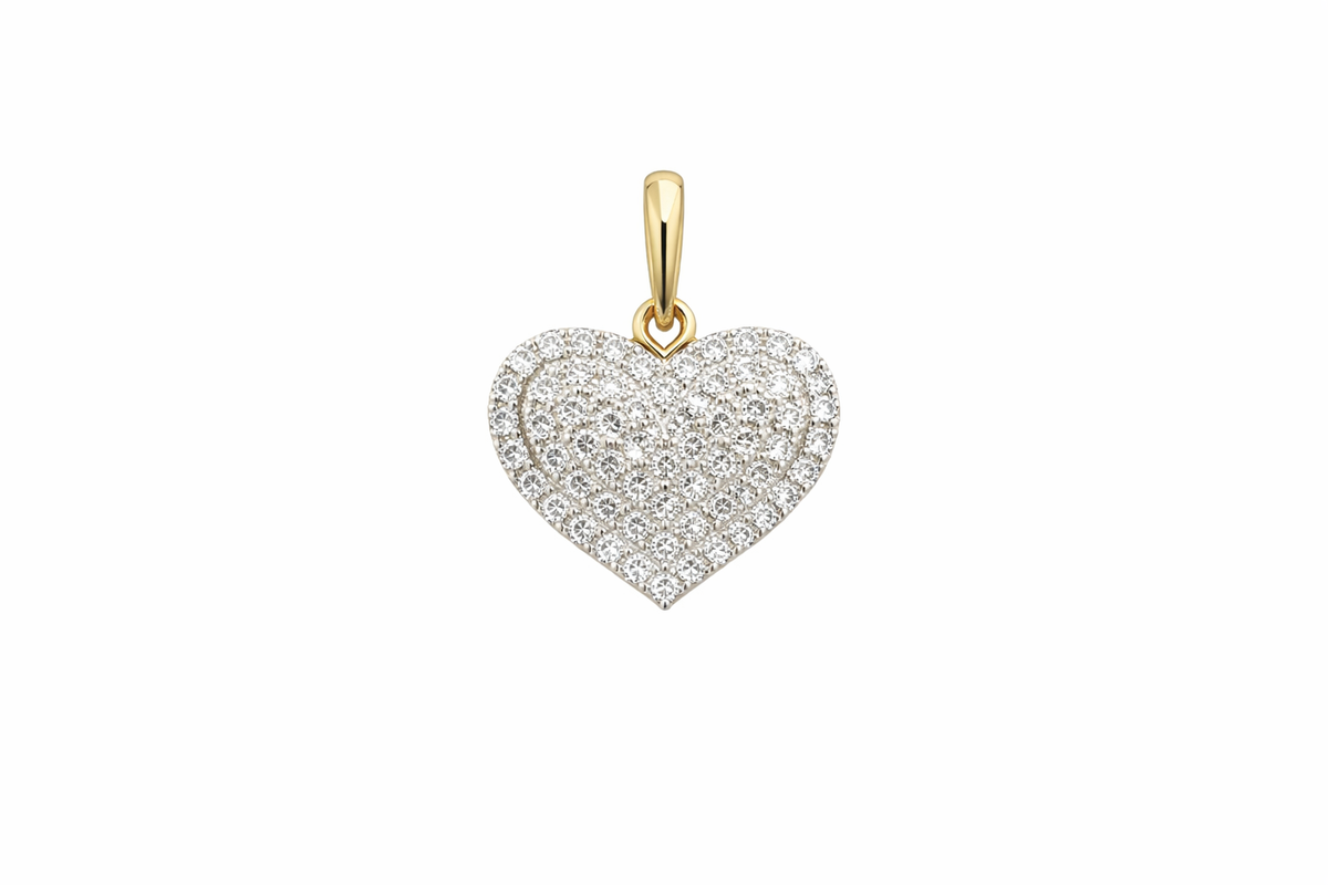 10KT DIAMOND HEART PENDANT Weigth 2.6GR
