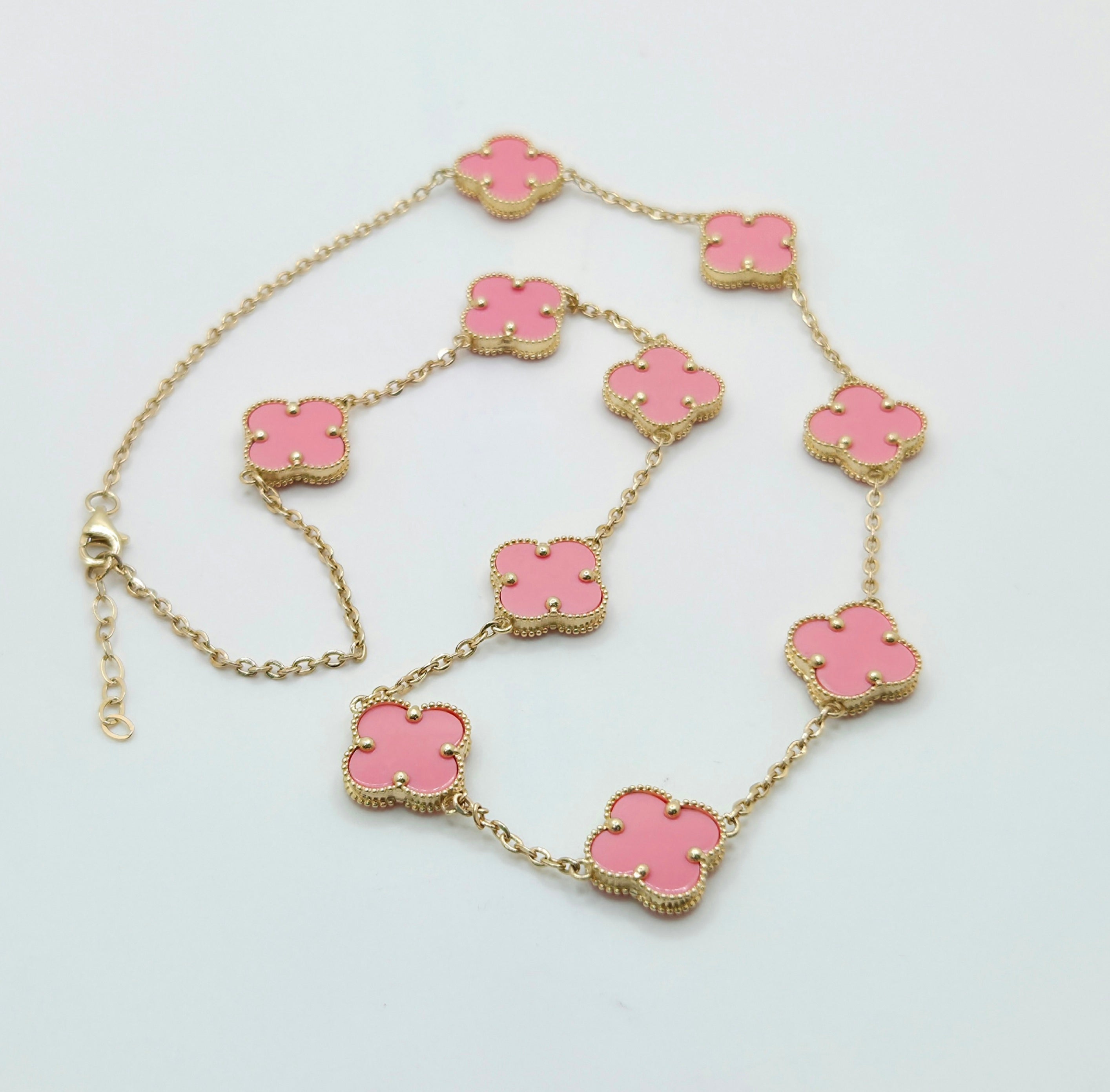 14KT MEDIUM PINK CLOVER CHAIN Size 18INCH MEDIUM Weight 9.3GR