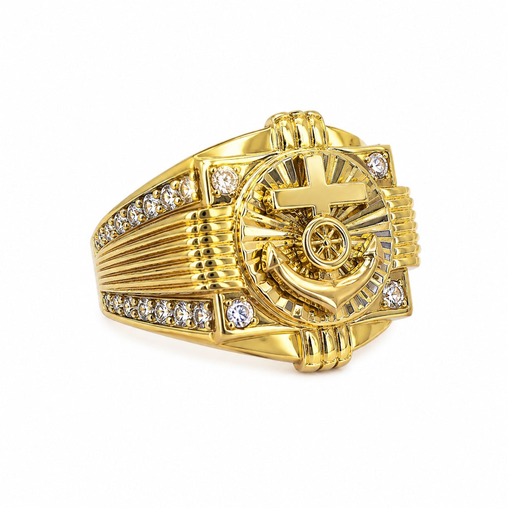 10K MODERN ANCHOR RING Size 10-11