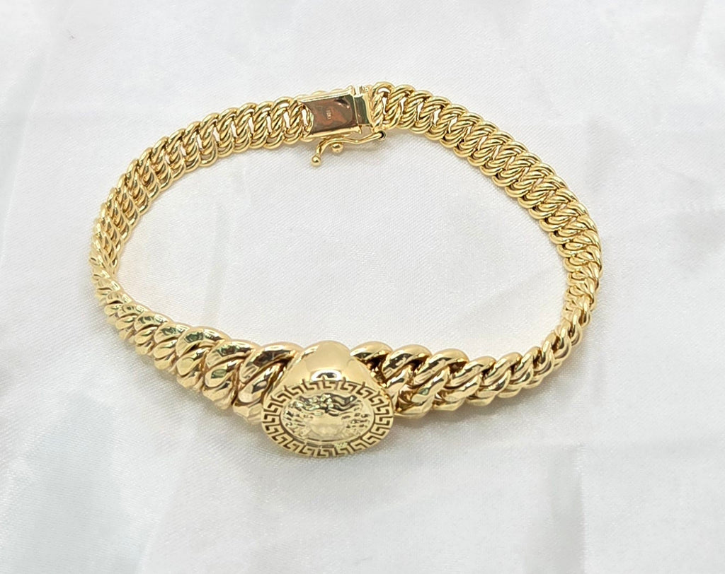 10KT SMALL MEDUSA STYLE PRINCESS BRACELET Size 7.5INCH Weight 14GR