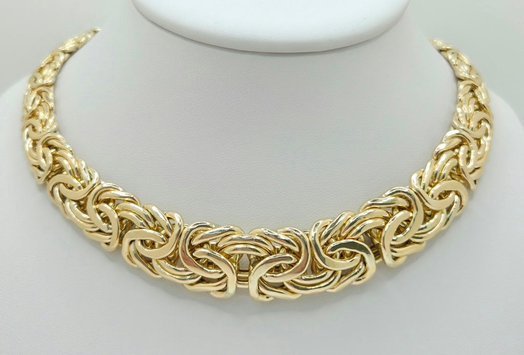 10KT DEGRADING BYZENTINE NECKLACE Size 18INCH Weight 44.5GR