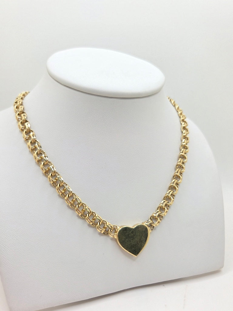 10KT HEART CHINO LINK NECKLACE Size 18INCH Weight 37.9GR
