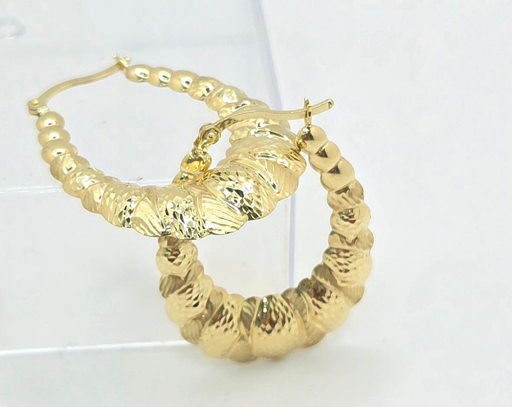 10KT VINTAGE SHRIMP DESIGN HOOPS EARRINGS Weight 3.1GR