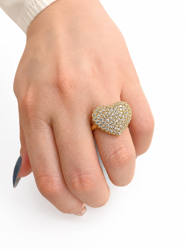 10KT CZ HEART RING Size 7