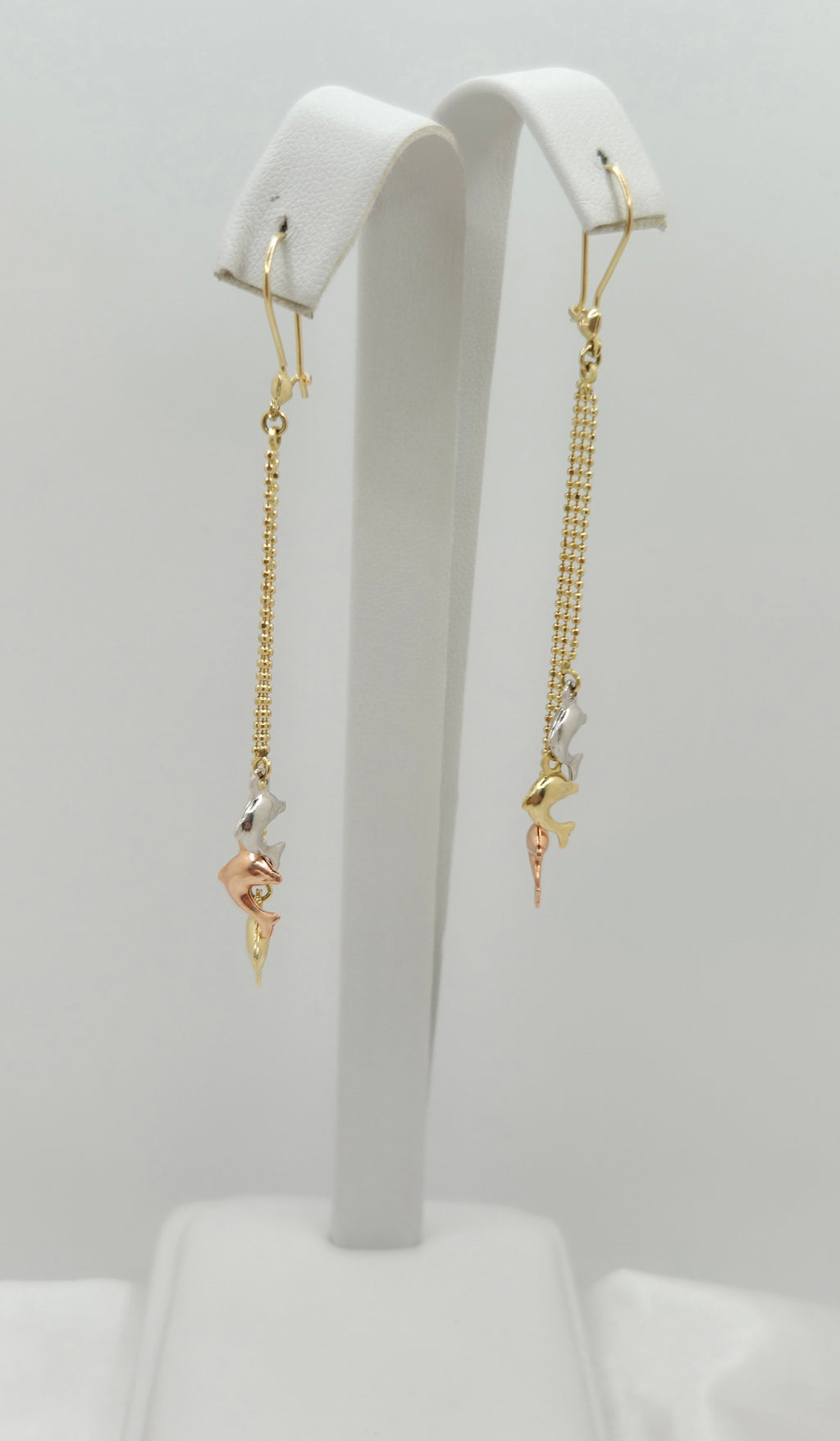 10KT THREE TONE DOLPHIN PENDANTS EARRINGS Weight 3.2GR