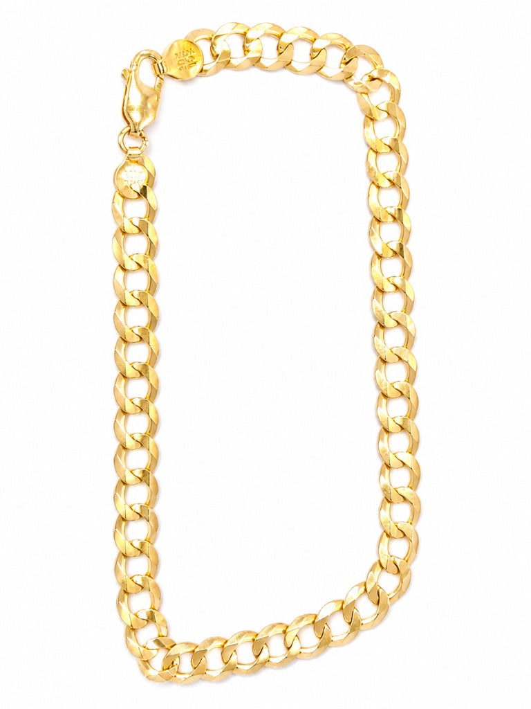 10KT SOLID CUBAN CURB FLAT ANKLET BRACELET Size 10INCH 6MM