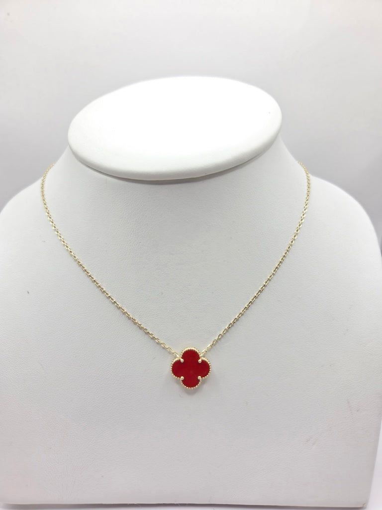 10KT LARGE RED SINGLE CLOVER CHAIN Size 18INCH  Weigth 2.5GR