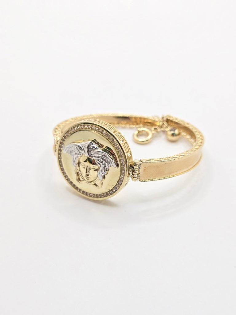 10KT CZ ROUND MEDUSA BANGLE  Size 6MM Weight 12GR