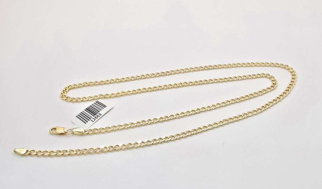 10KT HOLLOW CUBAN CURB FLAT CHAIN Size 24INCH 3.5MM Weight 5.5GR