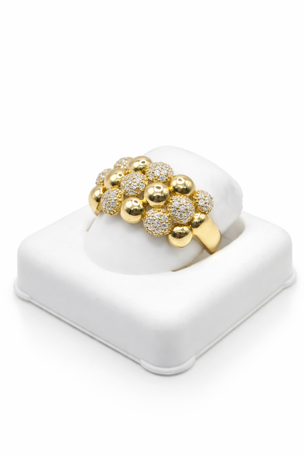 14KT YELLOW GOLD CZ POP CORN DESIGN RING Size 7 & 7.5 & 8 Weight 3.5GR