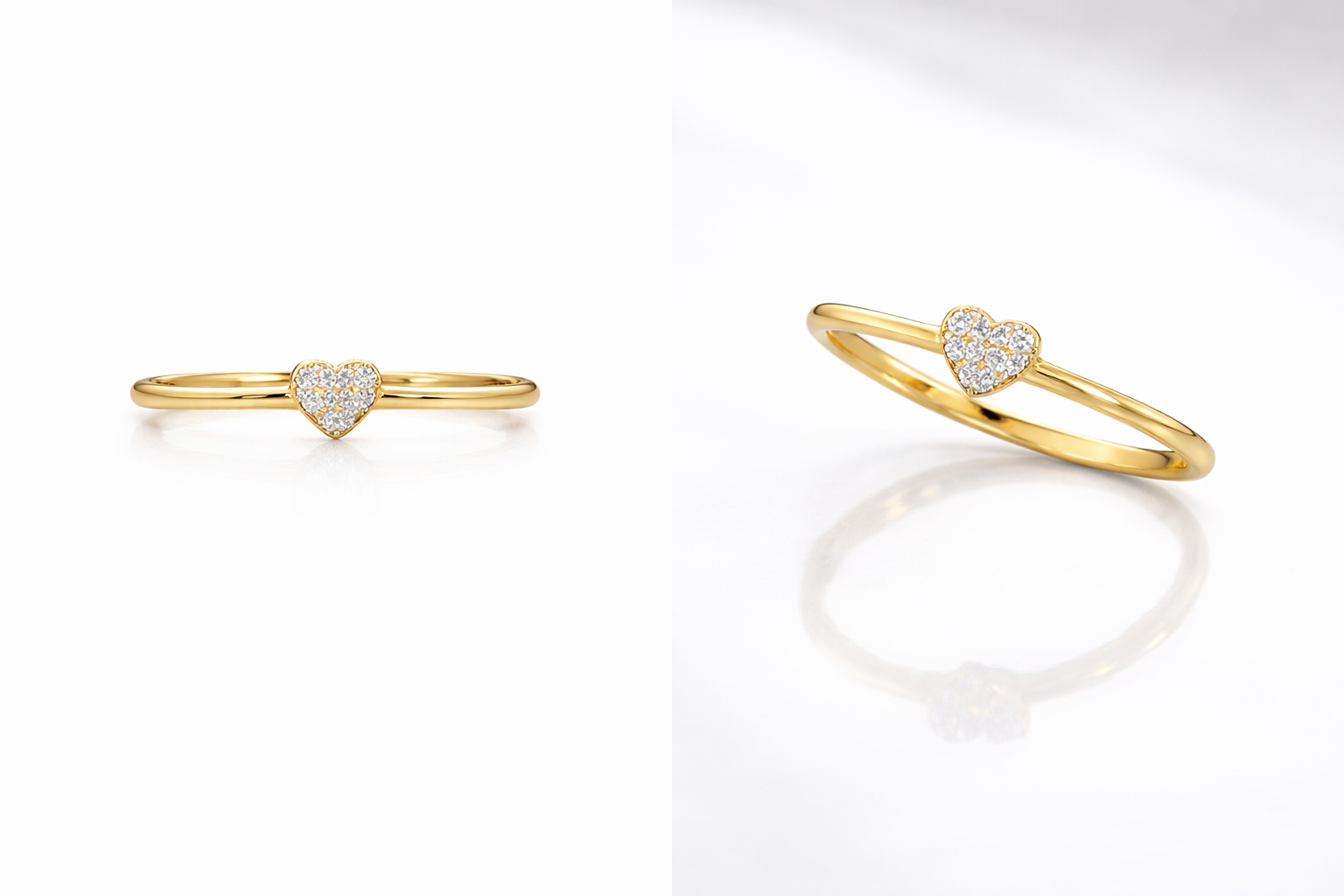 14KT EXTRA SMALL CZ HEART RING Size 6.5 Weigth 0.9GR