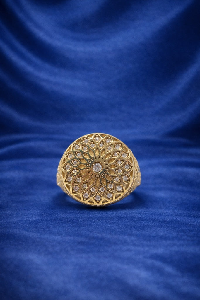 10KT ROUND SPIRAL DESIGN SMALL ROSETTA MAN'S RING Size 12 Weigth 4.7GR