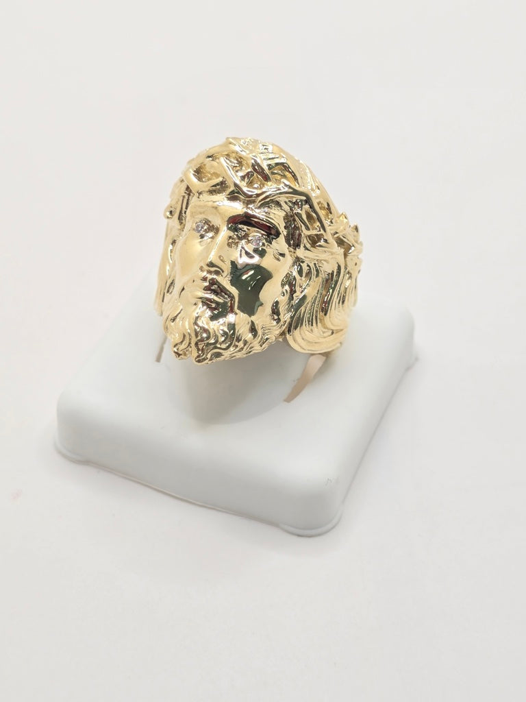 10KT ALL GOLD JESUS CRISTO FACE RING Size 10 Weight 13GR