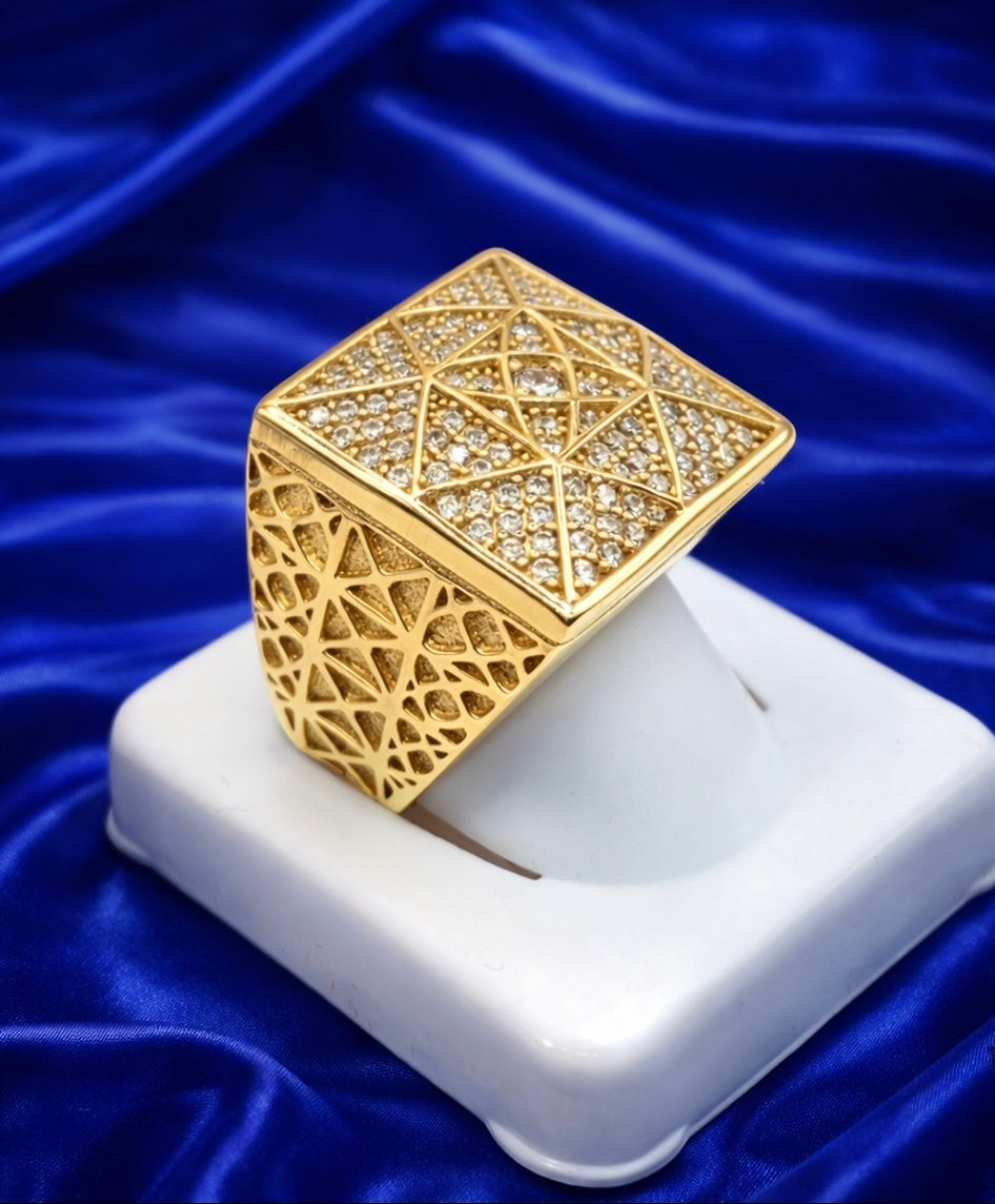 10KT SQUARE ROSETTA MAN'S RING Size 11 Weigth 8.3GR