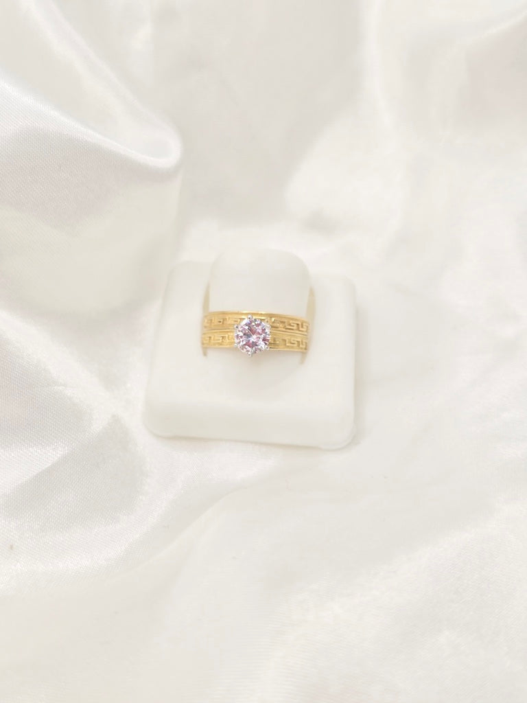 10KT DELICATE GREEK STYLE WOMEN'S ENGAGEMENT RING Size 7 Weight 2.9GR