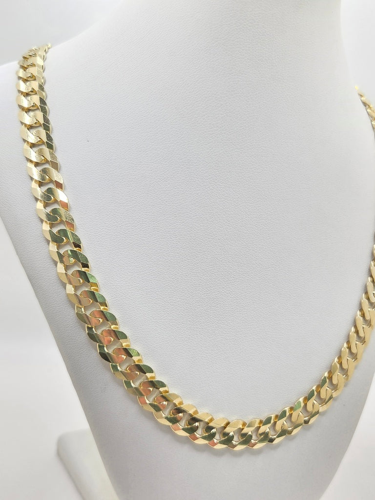 14KT SOLID CUBAN CURB FLAT CHAIN CLOSE LINK Size 24INCH 9.8MM Weight 66.7GR