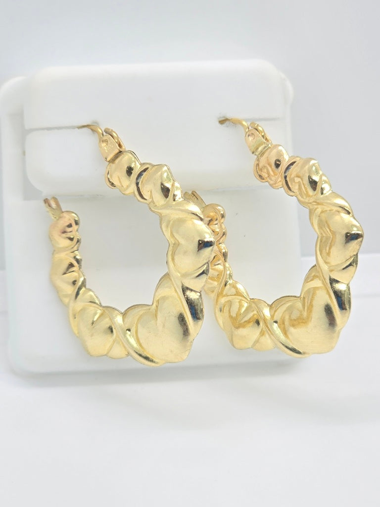 10K 7 HEARTS HOOP EARRINGS