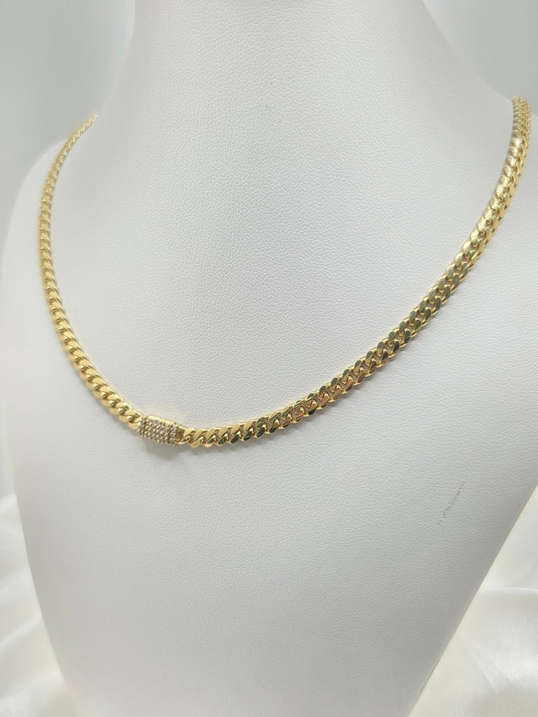 10KT SOLID MIAMI CUBAN CHAIN CZ LOCK Size 24INCH 3MM Weight 15.5GR