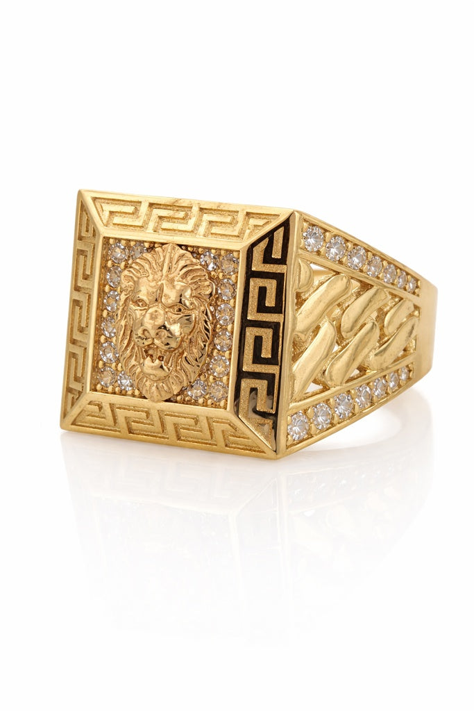 14KT SQUARE LION FACE RING Size 10.5/12 Weigth 7GR