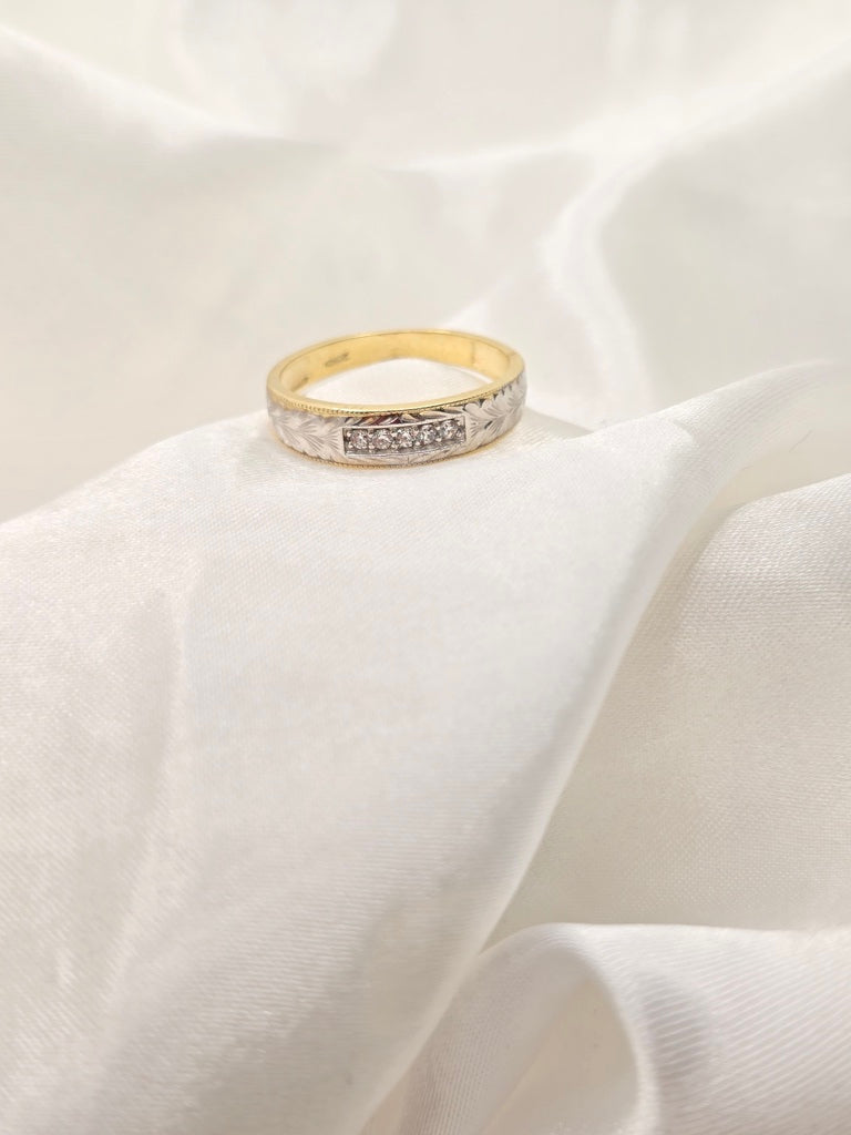 10KT WHITE AND YELLOW GOLD MEN'S ENGAGEMENT RING Size 10 Weight 3GR