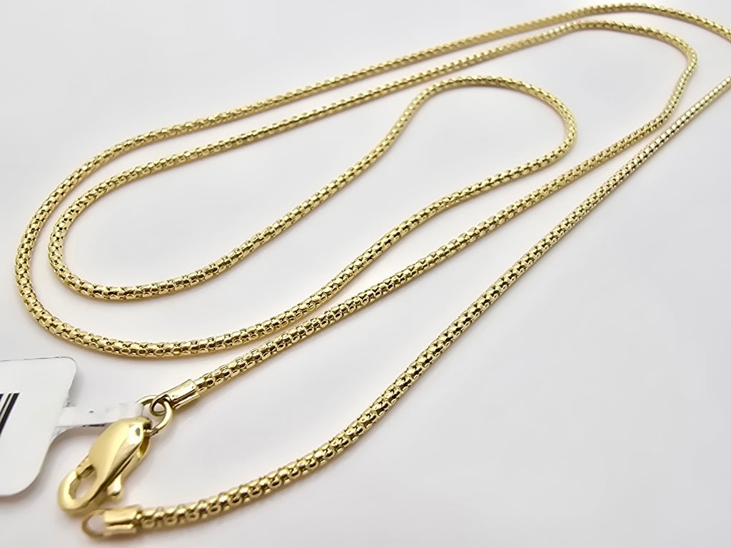 10KT POP CORN CHAIN  Size 24INCH 1.5MM Weight 2.9GR