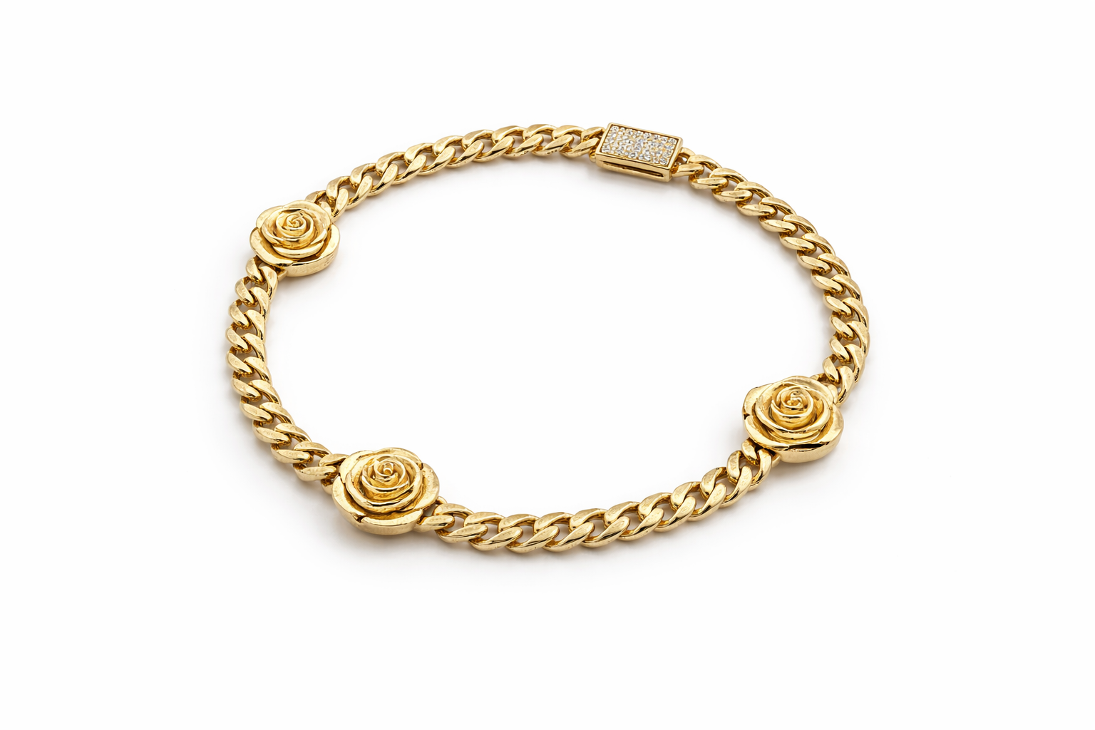10KT THREE FLOWER BRACELET Size 7.5INCH 5MM Weigth 6.1GR