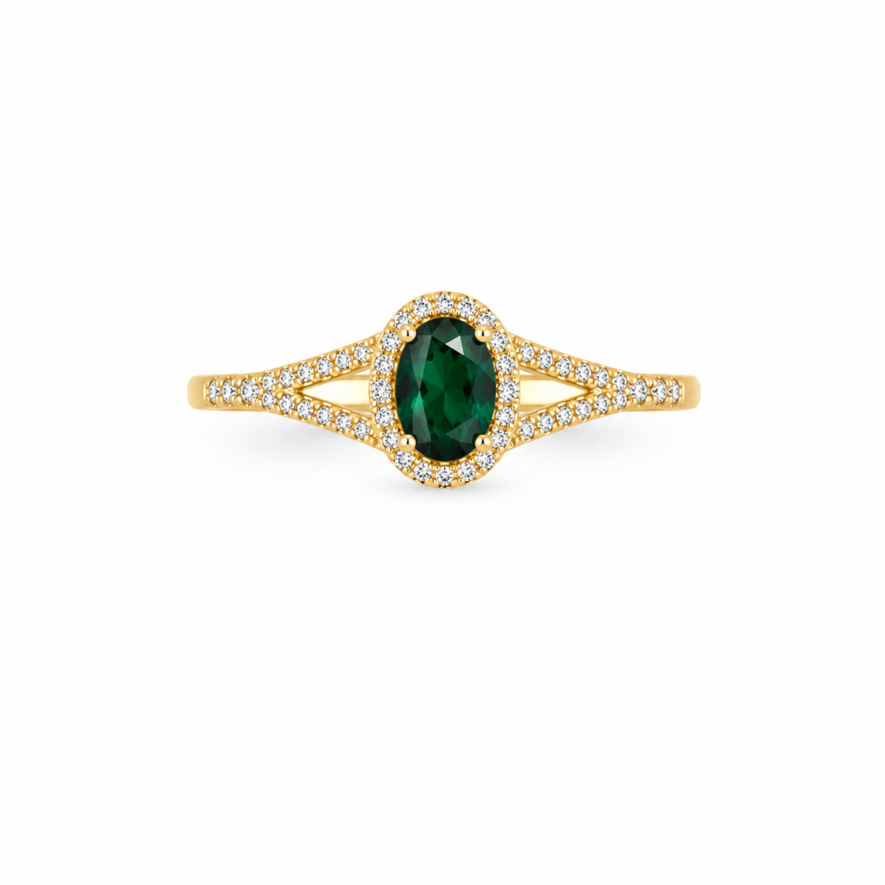 10K GREEN  STONE RING Size 7.5