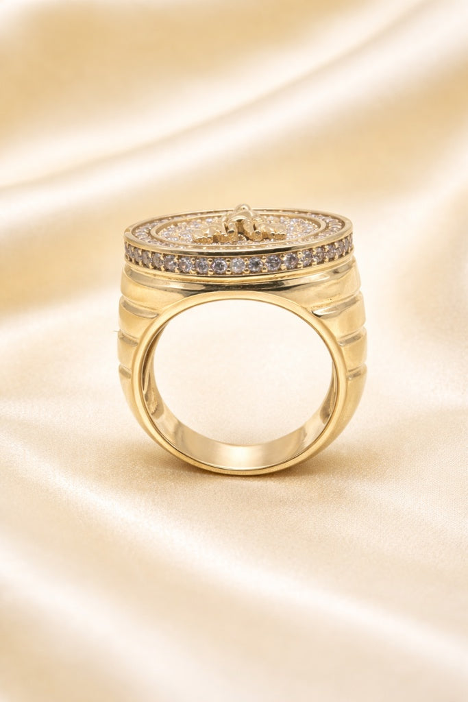 10KT ROUND CZ FRAME SAN LAZARO RING  Size 11.5 Weigth 7.2GR