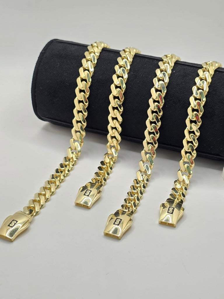 10KT CERTIFIED PLAIN MONACO BRACELET Size 8INCH 8MM Weight 9.3GR