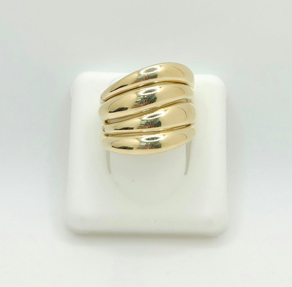14KT MODERN FOUR ROW RING Size 7.5 Weight 6.3GR