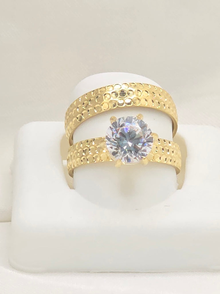 14KT HONEYCOMB DESIGN WOMAN'S ENGAGEMENT RING Size 6.5 Weight 4.4GR