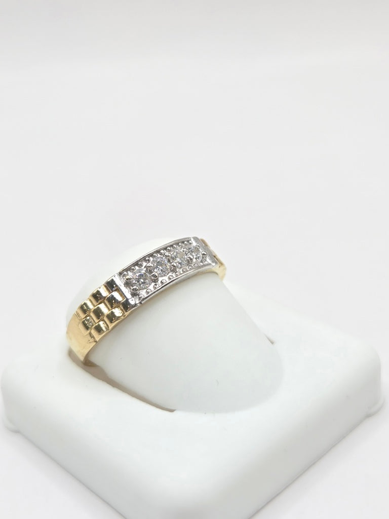 10KT TWO TONE ENGAGEMENT MAN'S RING Size 10  Weigth 2.3GR