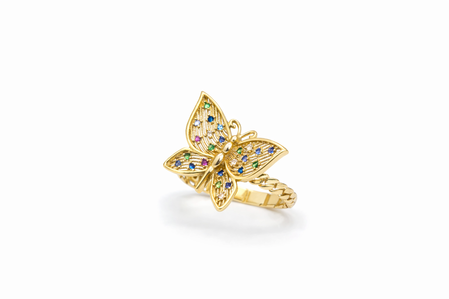 14KT BUTTERFLY CZ DETAIL RING Weight 3.4GR