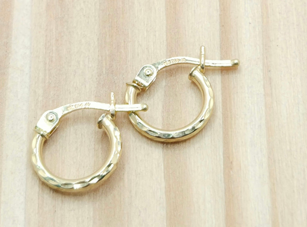 10KT BABY DIAMOND CUT HOOPS EARRINGS Size 1 Weight 0.7GR