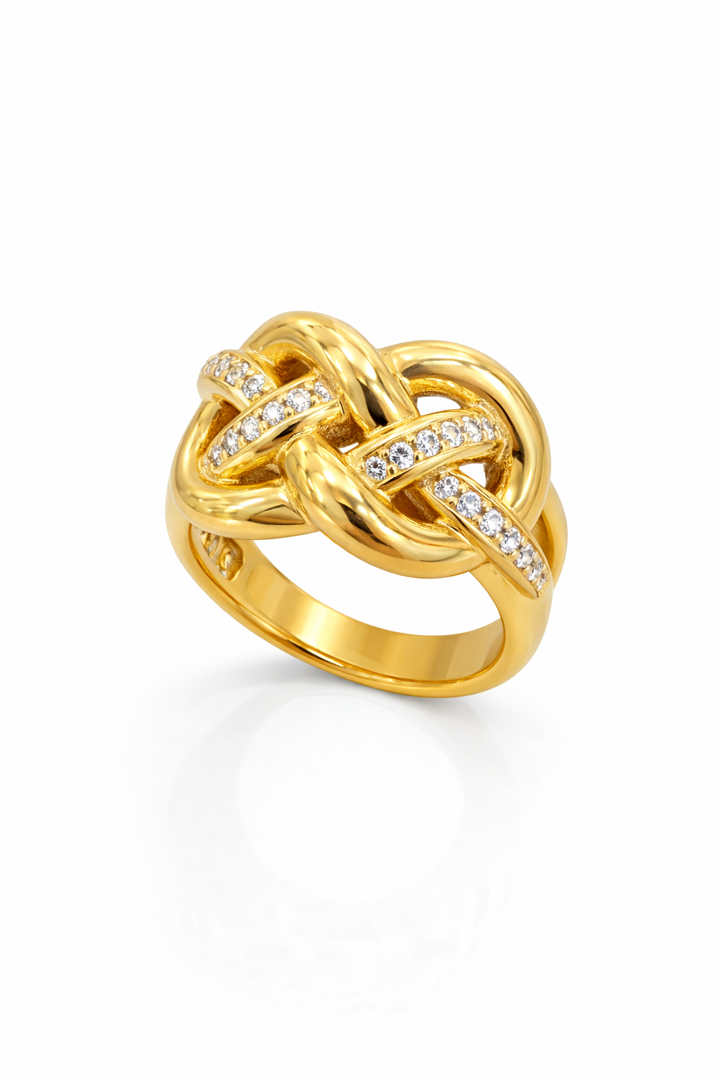 14KT MODERN CZ INTERTWINED DESIGN WOMAN'S RING Size 8 Weigth 3.2GR