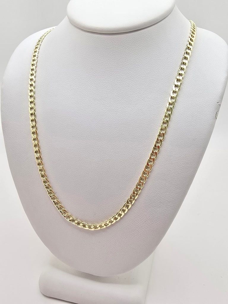 14KT HOLLOW CUBAN CURB FLAT CHAIN Size 18INCH 3MM Weight 3.3GR