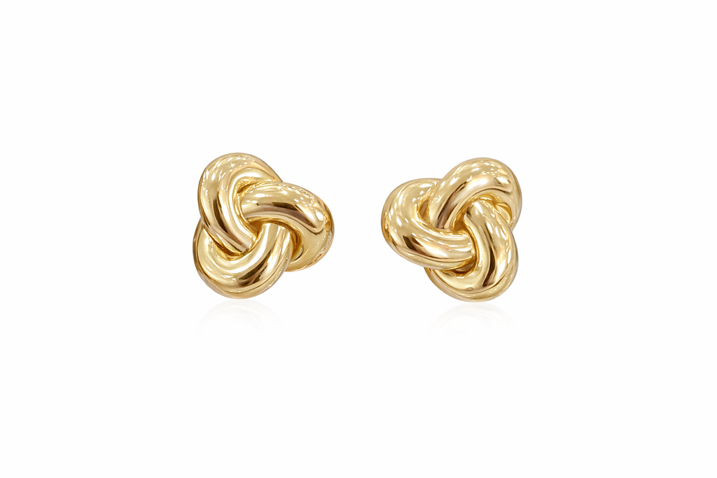 10KT MODERN ROUND KNOT OMEGA BACK EARRINGS  Weigth 3.3GR