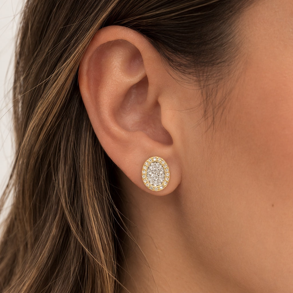 14KT DELICATE OVAL NATURAL DIAMOND EARRINGS