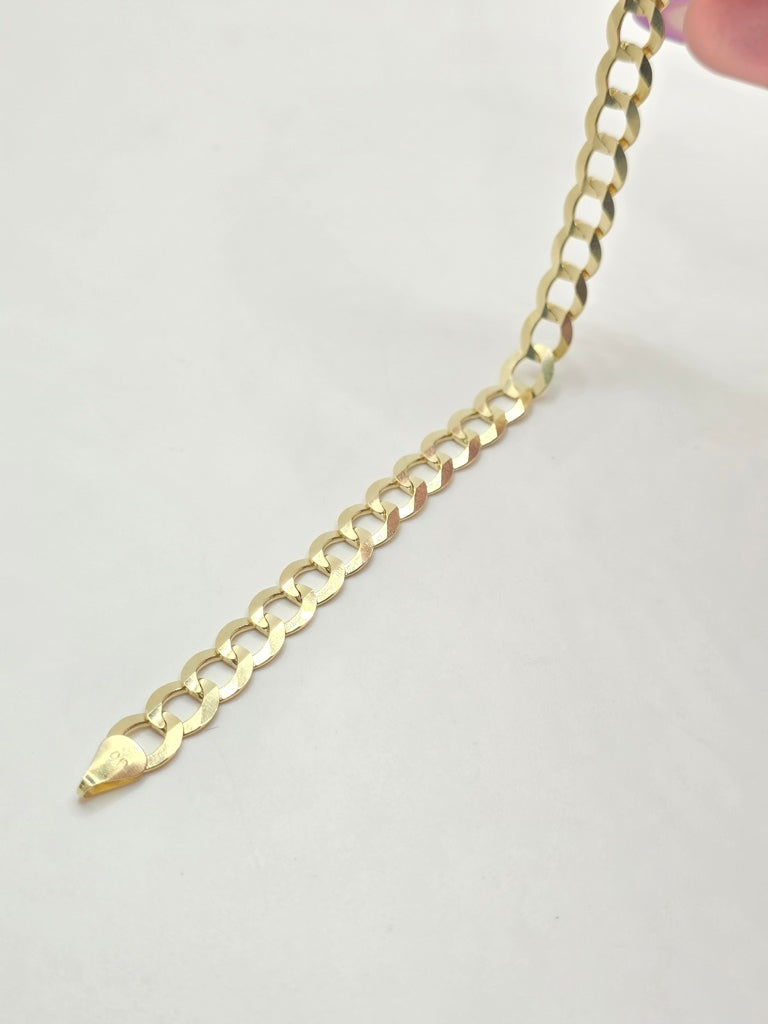 10KT SOLID CUBAN CURB FLAT BRACELET Size 9INCH 9.5MM Weight 19.6GR