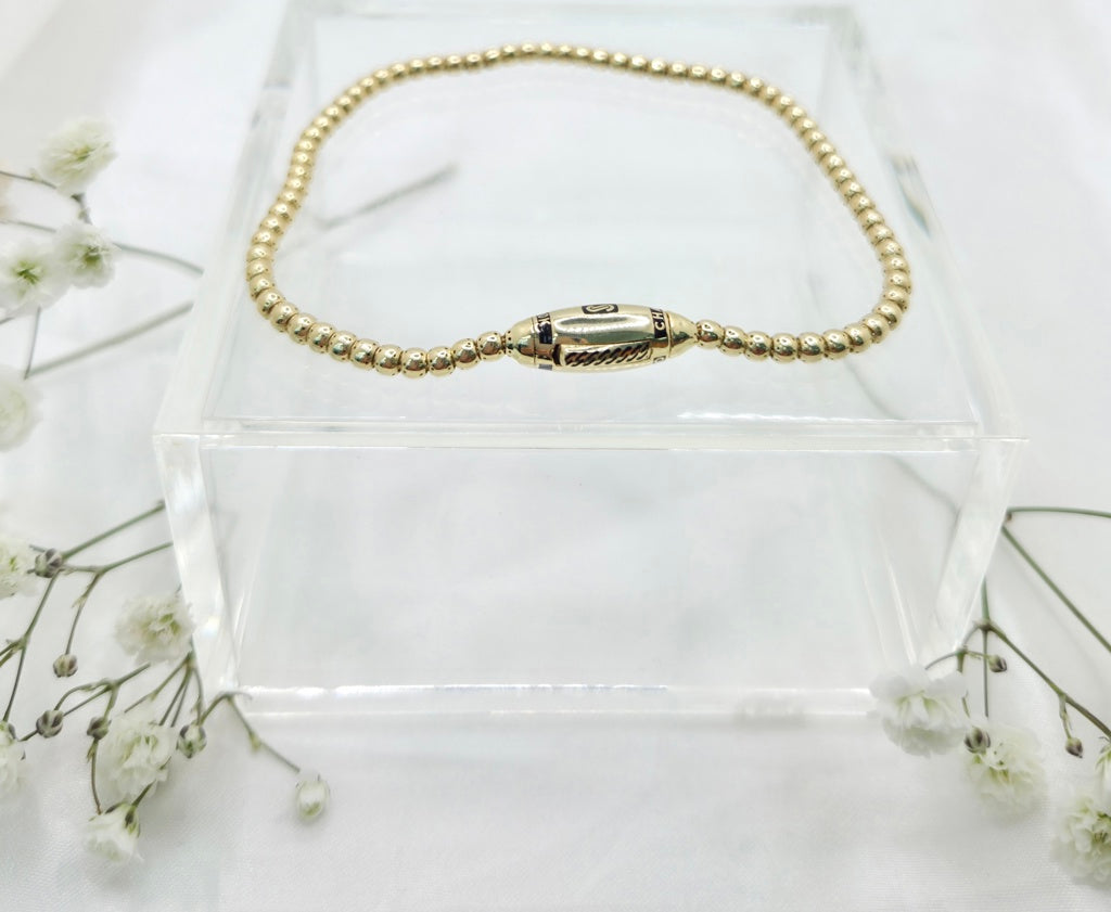 10KT CERTIFIED MONACO BEADED BRACELET Size 3MM 8INCH Weight 5GR