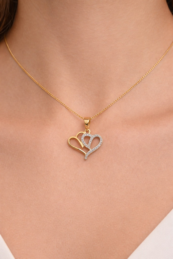 10KT DIAMOND TWO HEART SILHOUETTE PENDANT Weigth 1.2GR