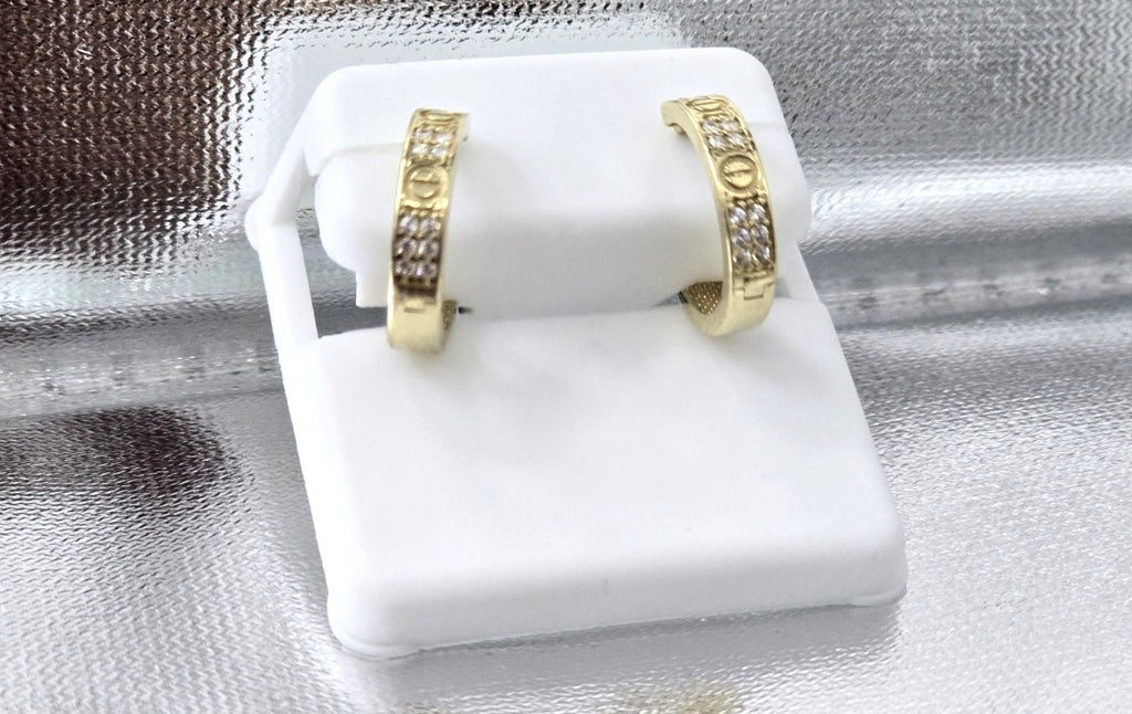 10KT CZ CARTI STYLE HOOPS EARRINGS Size SMALL Weigth 2GR