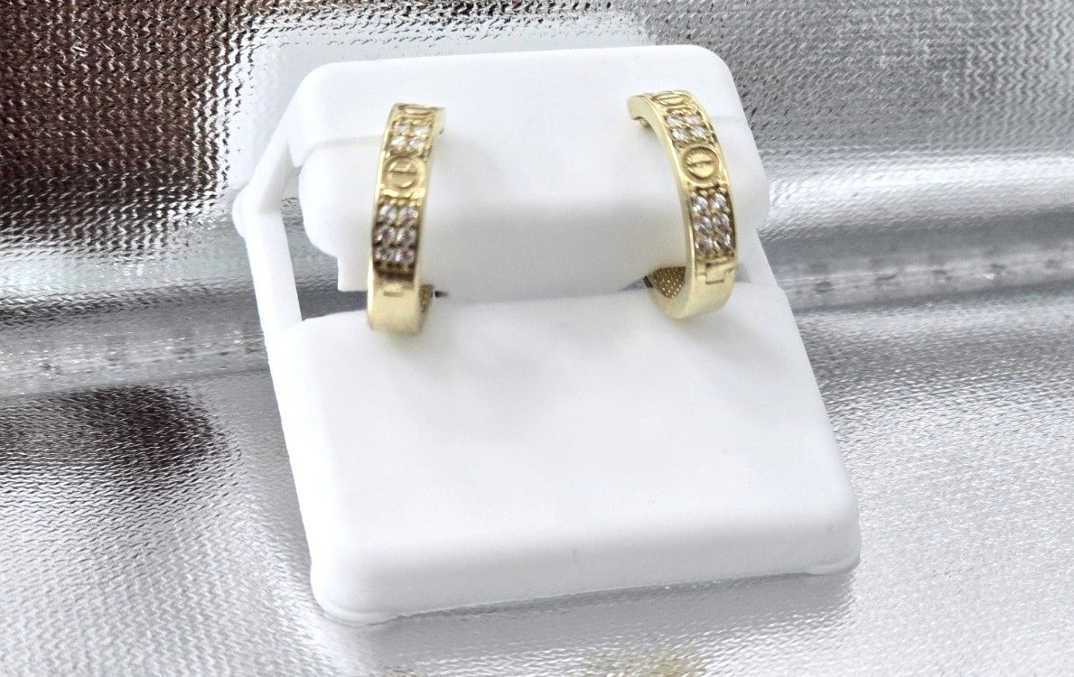 10KT CZ CARTI STYLE HOOPS EARRINGS Size SMALL Weigth 2GR