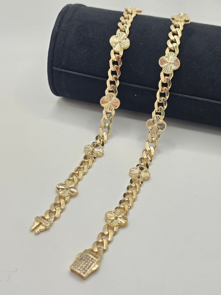 14KT FLOWER BRACELET Size 7.5INCH 7MM Weigth 11.9GR