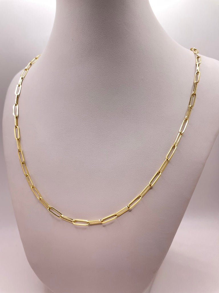 10KT PAPER CLIP CHAIN 16INCH 3MM