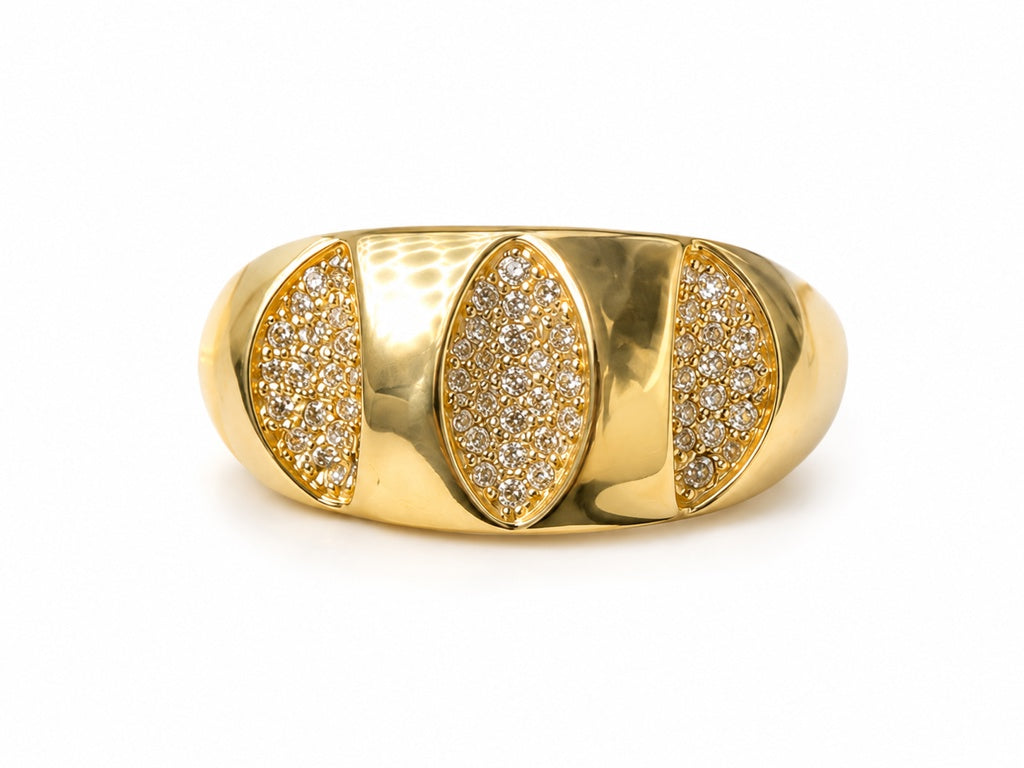 14KT MODERN CZ STUDDED DELUXE RING Size 6.5 & 7 Weight 5GR