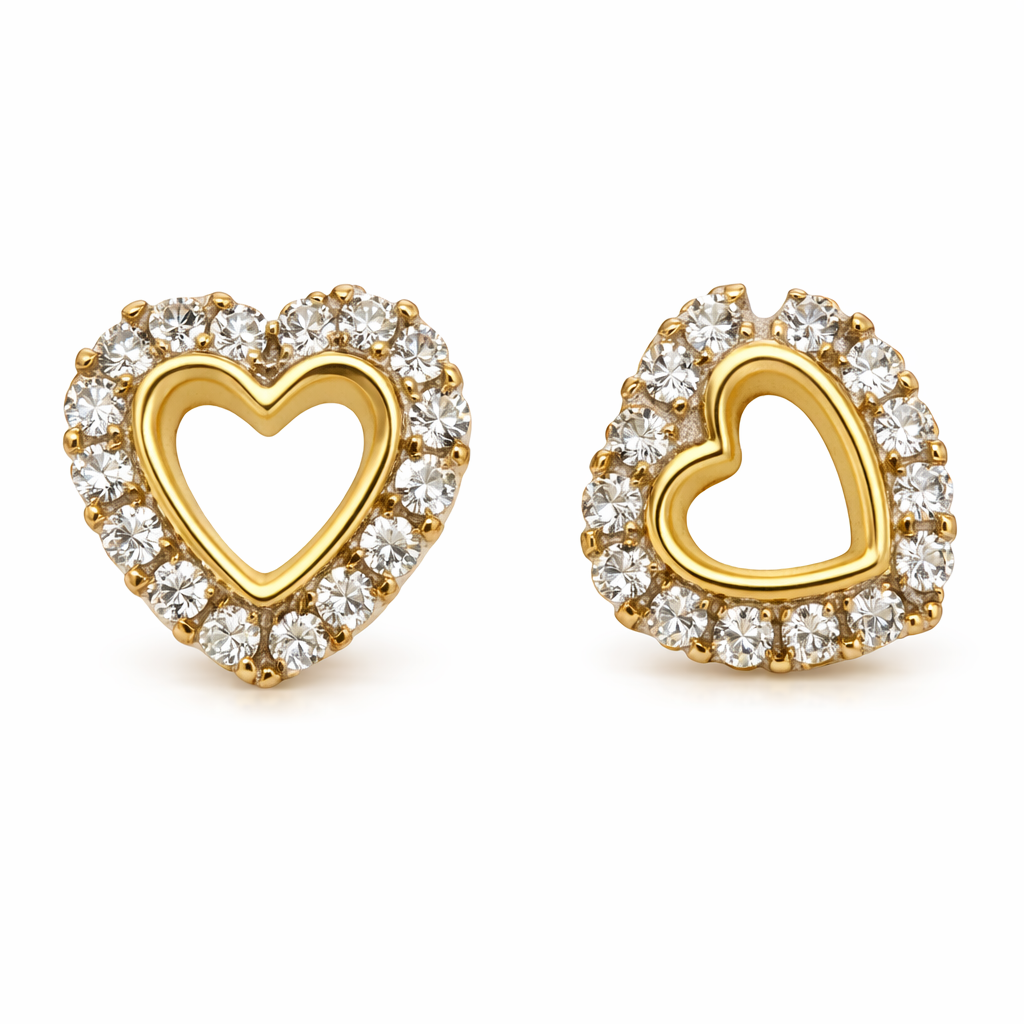10KT SMALL HEART DIAMOND EARRINGS Size 0.08CT