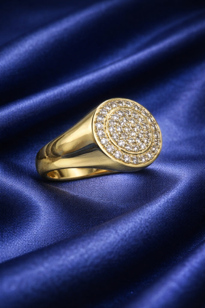 10KT  MODERN CZ ROUND RING Size 10.5-11 Weigth 3.6GR