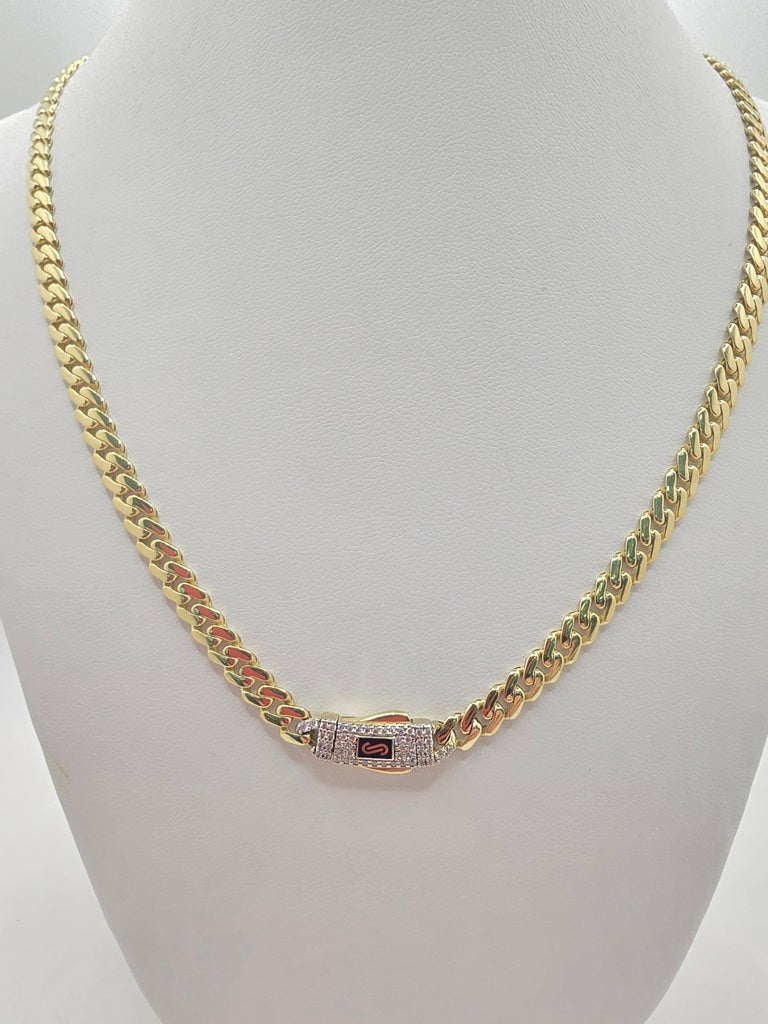 10KT CERTIFIED MONACO CHAIN CZ CLOSURE Size 18INCH 5MM Weight 11.7GR