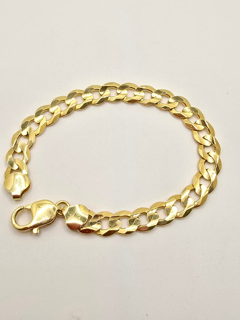 10KT CUBAN CURB FLAT BRACELET Size 7.5INCH 8MM Weight 14.6GR
